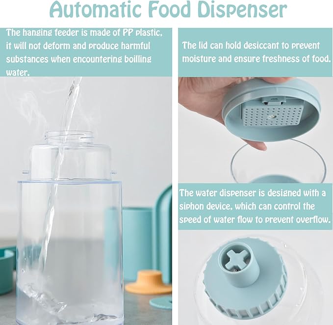 Hanging Automatic Rabbit Water Dispenser, Auto Dog Kennel Water Dispenser 35OZ Gravity Bunny Feeder, Dog Cage & Crate Waterer for Rabbit Guinea Pig Hedgehog Ferret Kitty Puppy