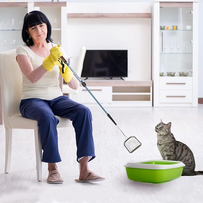 Sand Dipper Metal Cat Litter Scoop – Long Handle Cat Poop Scooper for Litter Box (27”), Heavy-Duty Stainless Steel Kitty Litter Scoop (Junior)