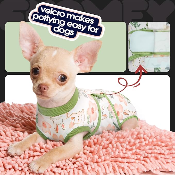 FUAMEY Dog Recovery Suit Male,Dogs Surgery Neuter Suits Puppy Spay Shirts for Female Protect Dog's Skin Anti Licking Abdominal Wounds Doggie Onesie Pet Bodysuit Alternative to Cone Rabbit Flower M