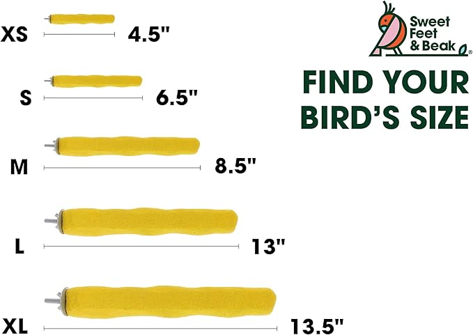 Comfort Grip Safety Perch for Bird Cages - Pedicure Perch for Birds to Keep Nails and Beaks in Top Condition - Safe Easy to Install Bird Cage Accessories- L 13"