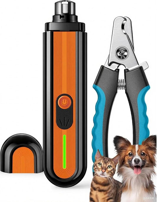 Super Powerful Dog Nail Trimmers and Dog Nail Clippers Combo, Ultra Quiet, 3 Speeds, 4 Bright Lights, with Travel Lock, for Small, Meddium and Large Dogs, Cats and Small Animals
