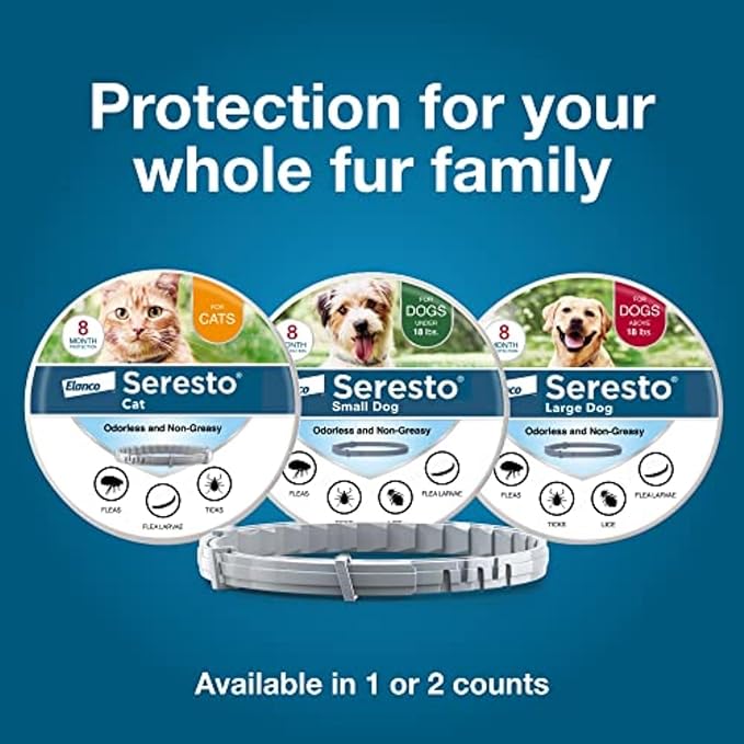 Seresto Cat Vet-Recommended Flea & Tick Treatment & Prevention Collar for Cats, 8 Months Protection | (Pack of 2)