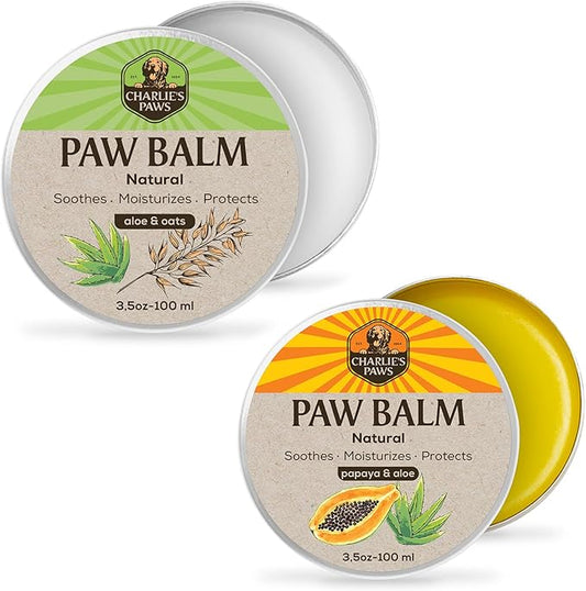 CHARLIE'S PAWS Paw Balm for Dog and Cat Paw Pad Balm Dog Nose Balm Cat Butter Paw Moisturizer Protect Dry Cracked Paw Foot Paw Elbows with 100% Natural Oil 3.5 Oz (Aloe & Vanilla)