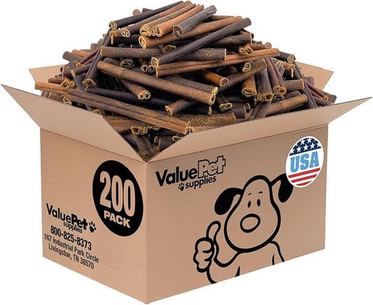 ValueBull USA Collagen Sticks for Dogs, 6 Inch Medium Chews, Natural Long-Lasting Dog Treats, 200 Count Bulk Pack - Promotes Joint, Skin & Coat Health with Glucosamine and Chondroitin