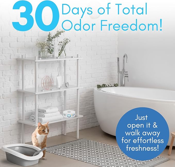 Cat Litter Deodorizer Jar (Fresh Scent, 16 Oz, Pack of 2) - Cat Litter Odor Absorber Gel In A Jar - Litter Box Pet Air Freshener - Litter Odor Eliminator to Freshen Air