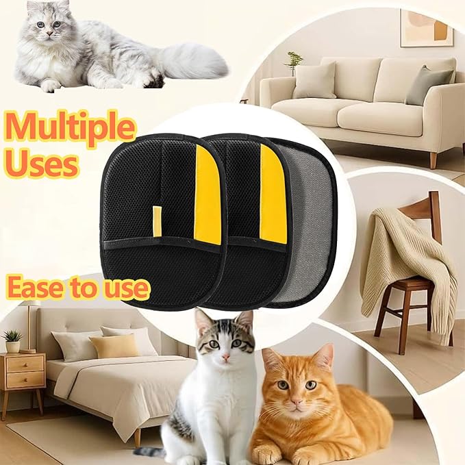 2pcs Pet Hair Removal Glove,Pet Hair Remover Glove for Cats & Dogs,Upgraded Animal Fur Removal Tool, Reusable Cats & Dogs Grooming Gloves for Hair Removal