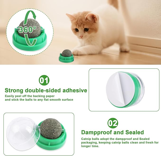 CCINEE 6PCS Catnip Balls for Cats Wall Catnip Toys Edible Cat Toys for Cat Lick Safe Healthy Kitten Chew Toys Teeth Cleaning Dental Cat Toys