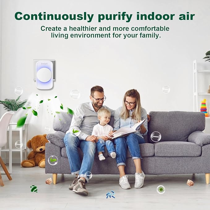 Air Ionizers for Home (3 Pack),Negative Ion Air Filter,Quiet Plug in air fresheners for Bedroom, Office, Kitchen,Garage,Portable Air Purifiers Odor, Smoke Dust, Pets, Mini Air Cleaner White