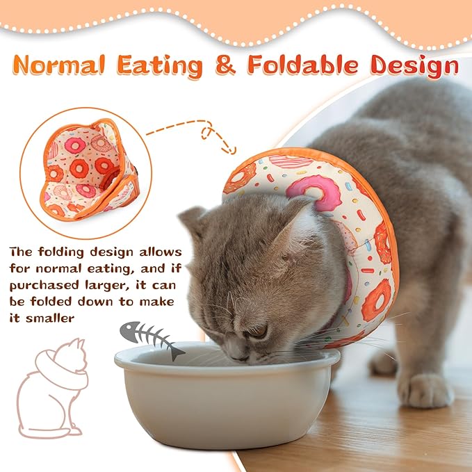 Cat Cone Collar Soft for Wound Healing, Foldable Neck Recovery Cone Anti Licking, Small Adjustable Surgery Cat Head Cone Alternative for Kittens(Size: S)