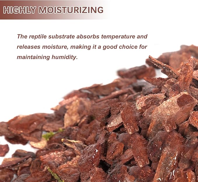 BNOSDM Reptile Cork Bark Substrate Bedding Tortoise Natural Cork Wood Chips Reptile Breeding Bedding Habitat Decor for Ball Python Lizard Snake Spiders Geckos Bearded Dragons Hermit Crabs （0.99LB）
