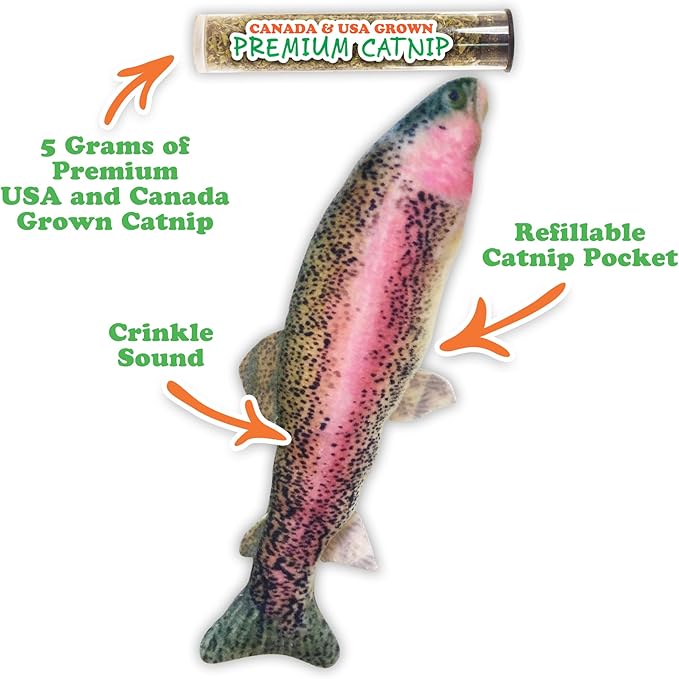 Meowijuana Clawsome Bundle | Get Smoked Refillable Trout Toy and Paw Natural OG Catnip Blend | Promotes Play and Cat Health | Includes North American Organic Catnip