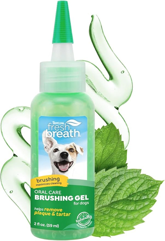TropiClean Oral Care Brushing Gel for Dogs & Cats| Dog Toothpaste | Pet Dental Gel | Dog Teeth Cleaning Use with Pet Toothbrush | 2 oz