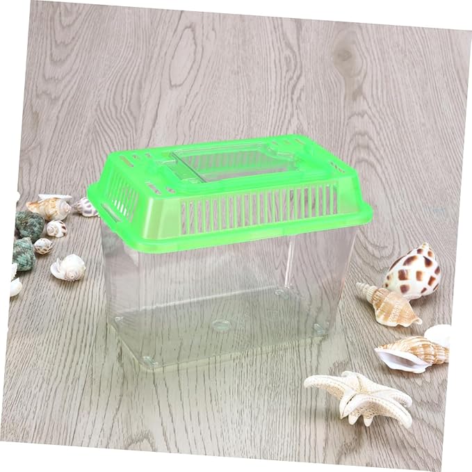 Betta Fish Tank LED Fish Tank Plastic Aquarium Gallon Fish Bowl Small Betta Tank Fish Box with Portable Goldfish Bowl Frog Suite Travel Green Portable Fish Tank Travel