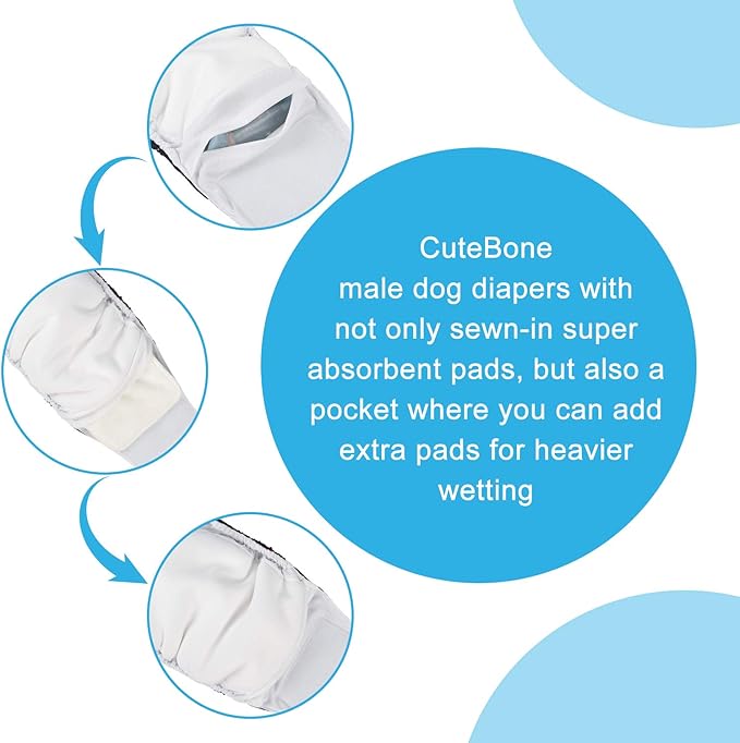 CuteBone Christmas Reusable Male Dog Wraps XL DM17XL