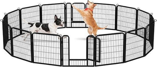 24 Inch Dog Playpen - 16 Panels Metal Pet Exercise Pen for Puppy, Indoor/Outdoor Dog Fence for Yard, Garden, Camping & RV Travel