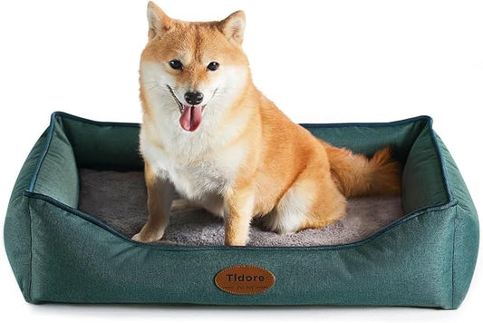 Orthopedic Dog Beds for Medium Dogs, Durable Egg Crate Foam Sofa Dog Bed wit Washable Removable Cover,Waterproof Lining,Pet Bed for Large Dogs (Olive Green, 26.4" L x 21.7" W x 6.2" Th)