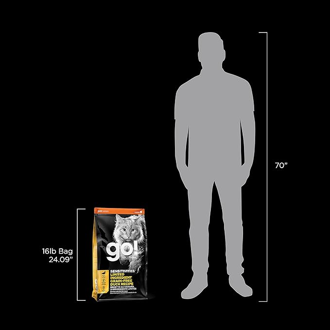 Go! Solutions Sensitivities Limited Ingredient, Grain-Free Dry Cat Food, Duck Recipe for Sensitive Stomach, 16 lb Bag