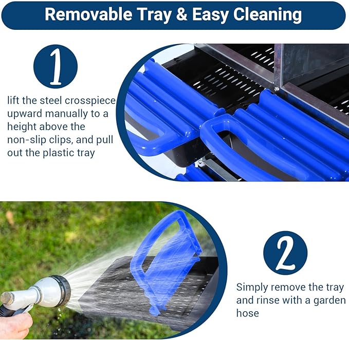 Chicken Nesting Boxes, 6 Hole Metal Chicken Laying Box with with Removable Trays and Roll Out Egg Collection for Chicken Coop, with Metal Bracket, Blue