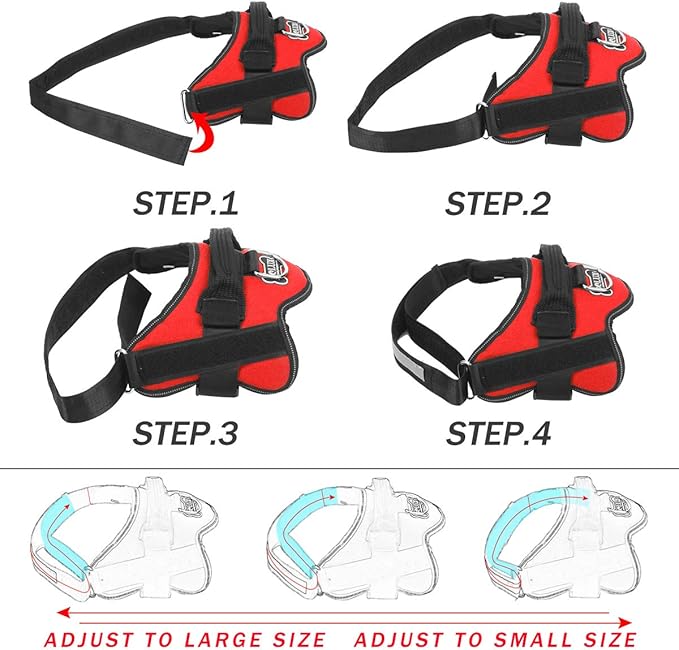 Bolux Dog Harness, No-Pull Reflective Dog Vest, Breathable Adjustable Pet Harness with Handle for Outdoor Walking - No More Pulling, Tugging or Choking (Red, L)