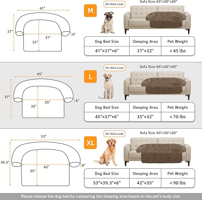 Calming Dog Bed Fluffy Plush Dog Mat for Furniture Protector with Removable Washable Cover for Large Medium Small Dogs and Cats (Large(45x37x6), Camel)