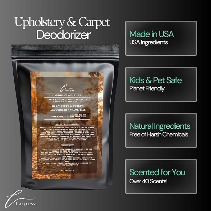 Cardigan Weather Carpet Freshener Powder Refill 36 oz | Powerful Odor Eliminator for Home | Upholstery Deodorizer | Carpet Deodorizer | Pet Urine | Cat Litter Box