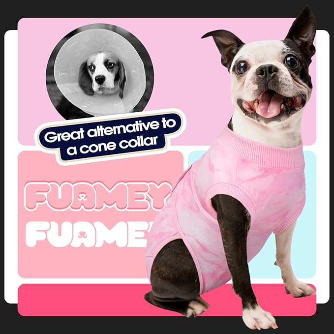 FUAMEY Recovery Suit for Dogs After Surgery,Soft Breathable Dog Bodysuit E-Collar & Cone Alternative Surgical Suit,Male Female Dog Neuter Spay Suits Anti Licking Wounds Onesie Pink Tie Dye XL