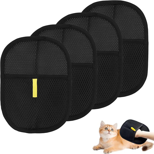 Pet Hair Removal Glove for Cats & Dogs, Upgrade Efficient Grooming Gloves for Pet Hair, Electrostatic Pet Hair Remover for Hair Removal, Reusable Pet Hair Remover Glove (4pcs)