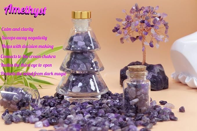 Amethyst Healing Crystal Chips Bulk Gemstones Sets Tumbled Chips Crushed Stones Crushed Crystals Natural Rocks for Fountain Rocks Decoration Reiki Energy Balancing Meditation Aquarium Gravel 0.44lb