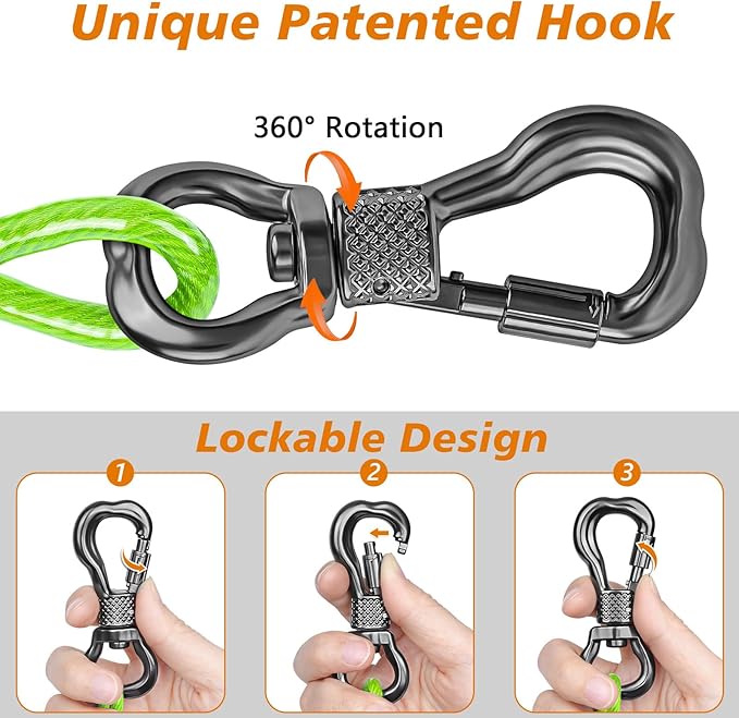 XiaZ 30FT Tie Out Cable for Dogs, Dog Leads for Yard Chew Proof, Heavy Duty Pet Tie Out Cable for Large Dogs Up to 250lbs,Durable Dog Runner Tether Line for Outdoor,Yard