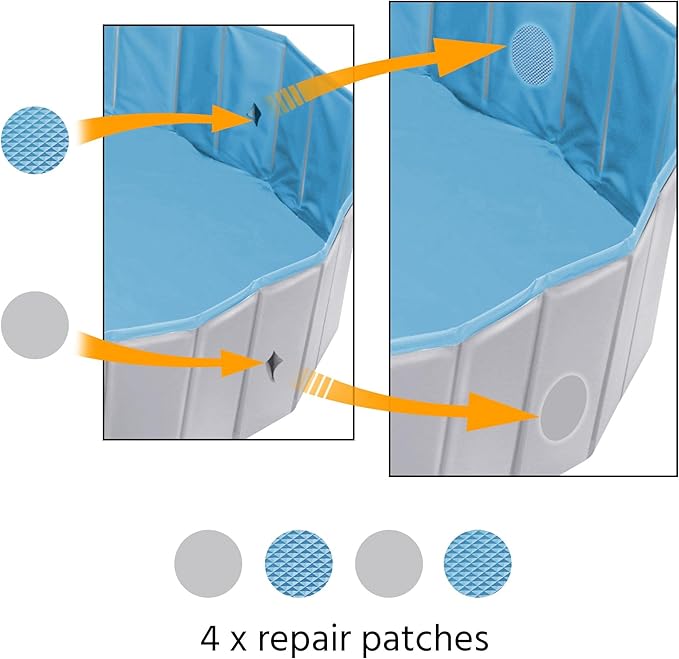 Yaheetech Grey Hard Plastic Dog Pools for Small Medium Large Dogs Puppies Pet Collapsible Bath Pool Tub for Outdoor/Home Use, Pet Repair Patches Included, XL
