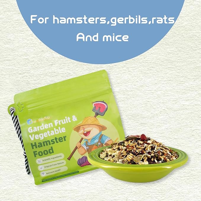 Garden Fruit & Vegetable Hamster Food Mix Natural Small Pet Food Made for Hamsters 1LB Critical Care Healthy Dwarf Hamsters Feed New Packaging