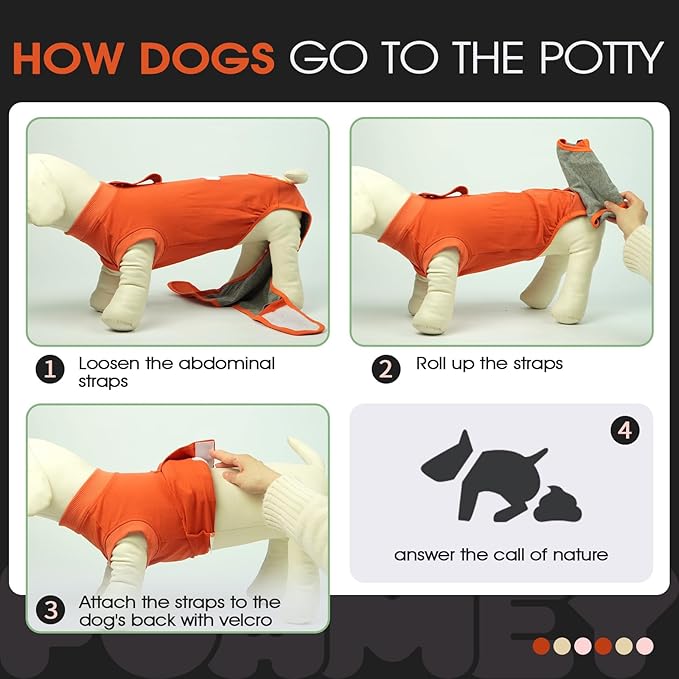 FUAMEY Dog Recovery Suit Male,Dogs Surgery Neuter Suits Puppy Spay Shirts for Female Protect Dog's Skin Anti Licking Abdominal Wounds Doggie Onesie Pet Bodysuit Alternative to Cone Orange L