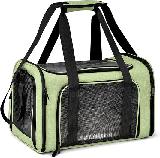 Large Cat Carriers Dog Carrier Pet Carrier for Large Cats Dogs Puppies up to 25Lbs, Big Dog Carrier Soft Sided, Collapsible Travel Puppy Carrier - Large - Green
