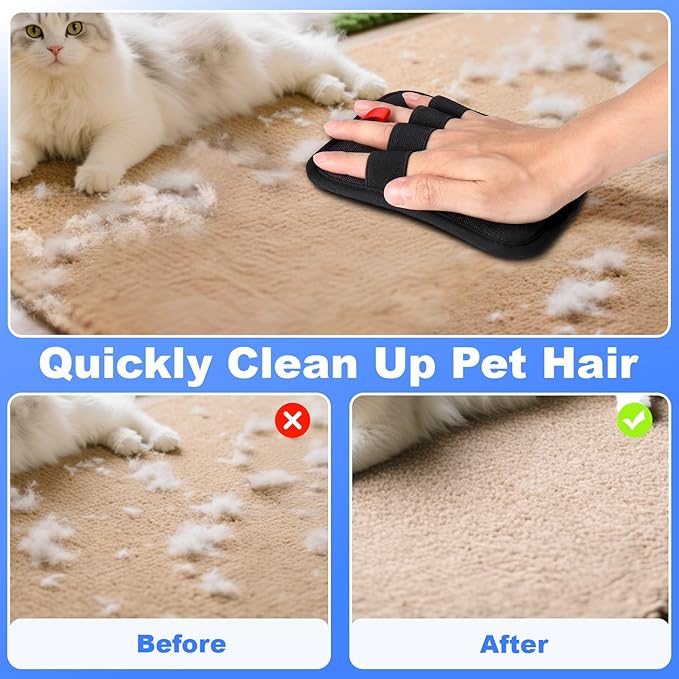AIERSA 2Pcs Electrostatic Pet Hair Removal Glove, Electro Gloves Pet Hair, Reusable Static Pet Hair Remover Mitt, Cat & Dog Hair Removal Tool for Furniture, Clothes, Carpet, Car, Couch