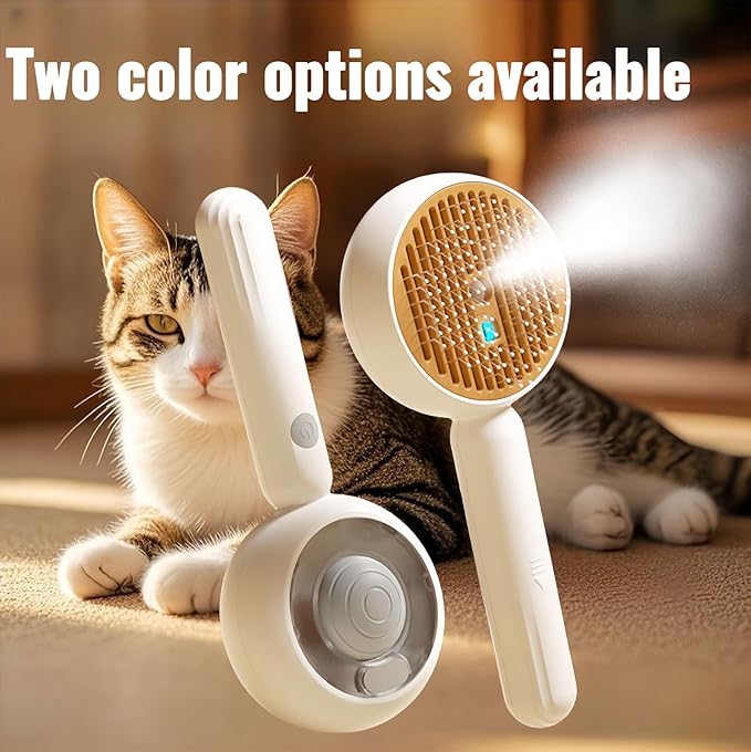 Cat steam brush for indoor cats features blue light technology,combining a dog steam brushes,ideal for the pets steam brushes for dogs and cats,and pet spray hair removal comb user GREY