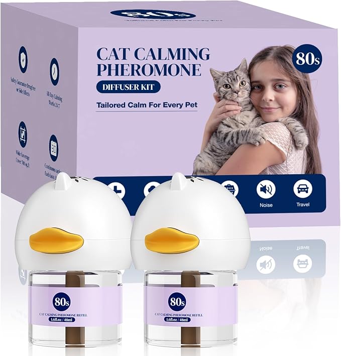 80S Cat Calming Diffuser Kit – Cat Pheromones Calming Liquid, Cat Pheromones Diffuser, 30 Days Continuous Stress & Anxiety Relief, Perfect for Multi-Cat Households, Fits All Common Diffuser Plug in