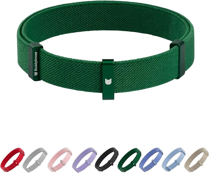Safety Cat Collar and ID Tag Set, Elastic Quick Release Non Breakaway Collar, Personalized Aluminum Engraved Pet Name Tag, Lightweight for Kitten Small Large Cats (Alpine+Olive-M, Pocket)