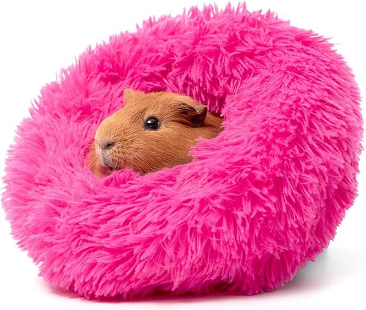 Paw Inspired Furr-O Burrowing Pet Bed with Zip-On Spandex and Fleece Bottoms for Guinea Pigs and Other Small Animals, Cozy Carrier, Hideout Enrichment Toy, Cage Accessories (Pink)