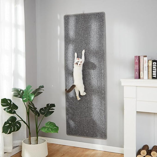 SHENGOCASE 67"x 23.6" Thickened Cat Wall Climbing Carpet, Cat Wall Furniture Scratcher, Scratching Post, Couch Sofa Protector (Grey)