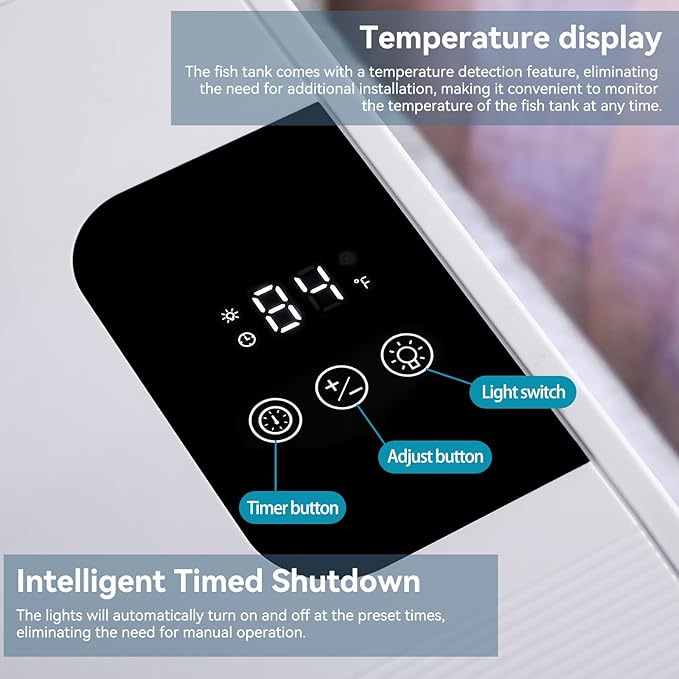 Beginner Betta Fish Tank Aquarium kit Intelligent Timed Shutdown, Seven LED Lights, Adjustable Brightness, High-Transparency Glass, Efficient Filtration Gallon (6 Gallon)