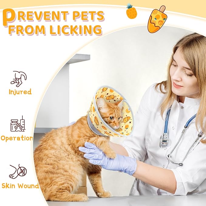 Cat Cone Collar Soft to Stop Licking, Adjustable, Foldable Lightweight Kitten Cones After Surgery Recovery for Cats & Kittens, Cat Cone Alternative (Orange, S)