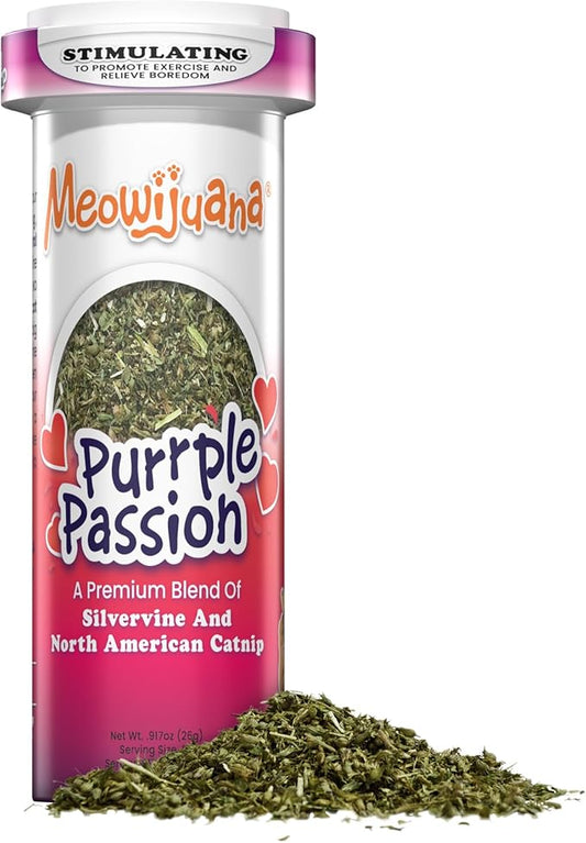 Meowijuana Purrple Passion - Premium Silvervine and Catnip Blend - Purrfect Gift For Cats, Kitties, Felines, and Cat Lovers