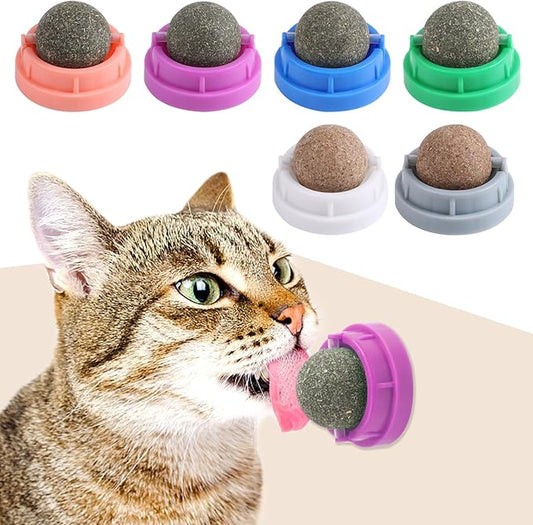 CCINEE 6PCS Catnip Balls for Cats Wall Catnip Toys Edible Cat Toys for Cat Lick Safe Healthy Kitten Chew Toys Teeth Cleaning Dental Cat Toys