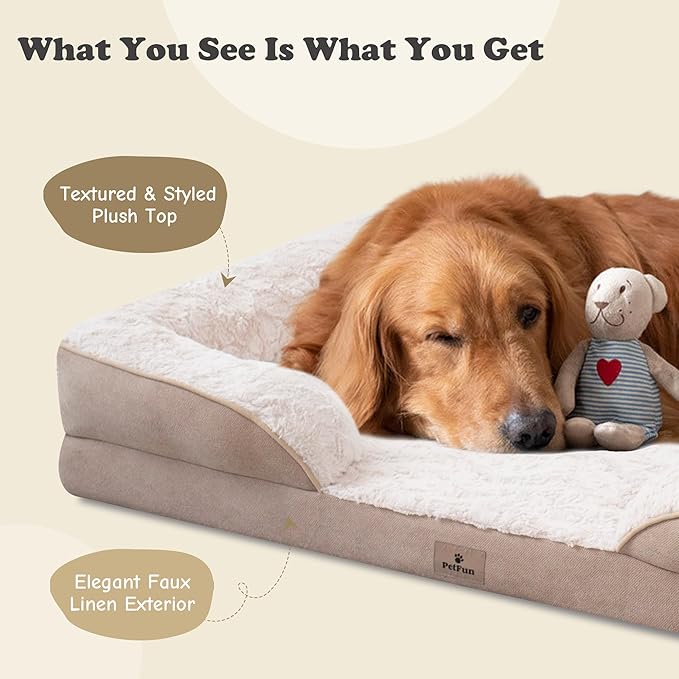 Orthopedic Dog Bed for Extra Large Dogs - XL Plus Waterproof Dog Sofa Beds, Supportive Foam Pet Couch Bed with Removable Washable Cover, Waterproof Lining and Nonskid Bottom