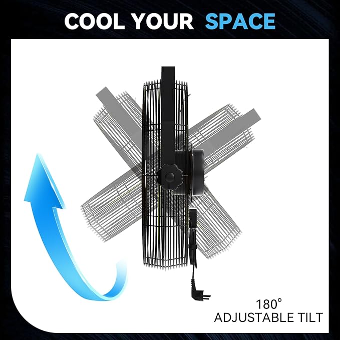 2600 CFM 14 inch Outdoor High Velocity Wall Mounted Fan, 3-Speed Metal Fans with IP44 Enclosure Motor, Industrial Grade Weatherproof Wall Fan for Patio, Greenhouse, Garage, and Gazebo