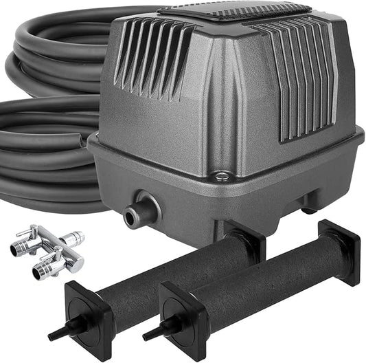 AquaMiracle All-in-One Koi Pond Aerator for Outdoor Ponds, Pond Air Pump Pond Aeration System with Self-Sinking Airline Flow Control Rubber Air Diffuser
