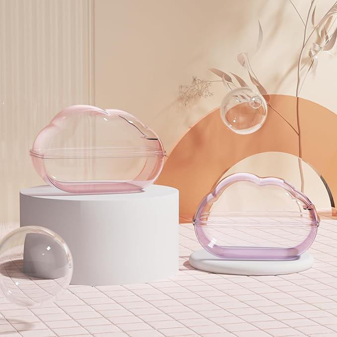 BUCATSTATE Hamster Sand Bath Container Transparent Hamster Dust Bath Kit Dwarf Toilet with Scoop Set Cage Accessories for Small Animals, Gerbil, Syrian Hamster, Mouse (Blue, Medium)