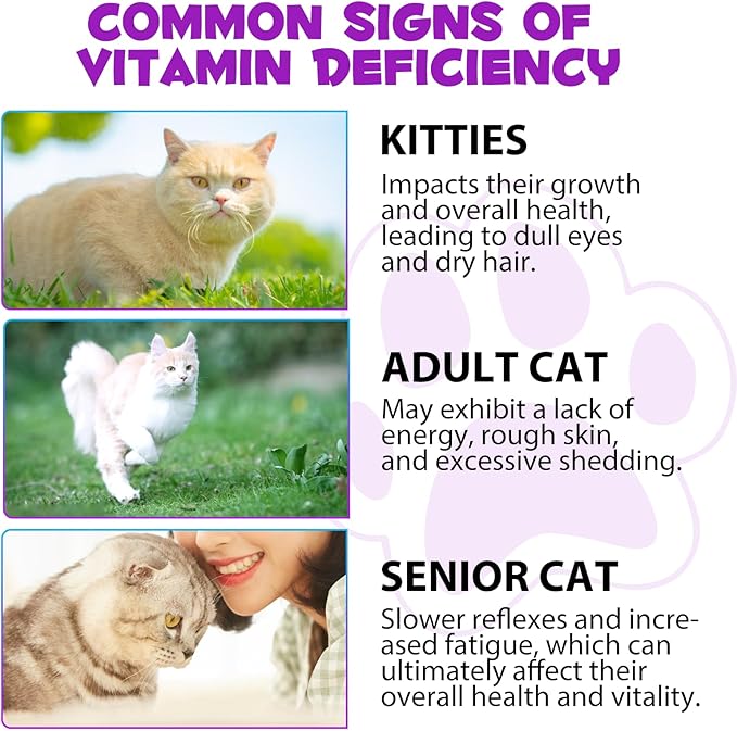 Cat Multivitamin,15 in 1 Cat Vitamins Liquid Drops Supplements for Heart Health, Bones, Joint, Skin & Coat, Bladder, Immune System Support 60ml-2pcs