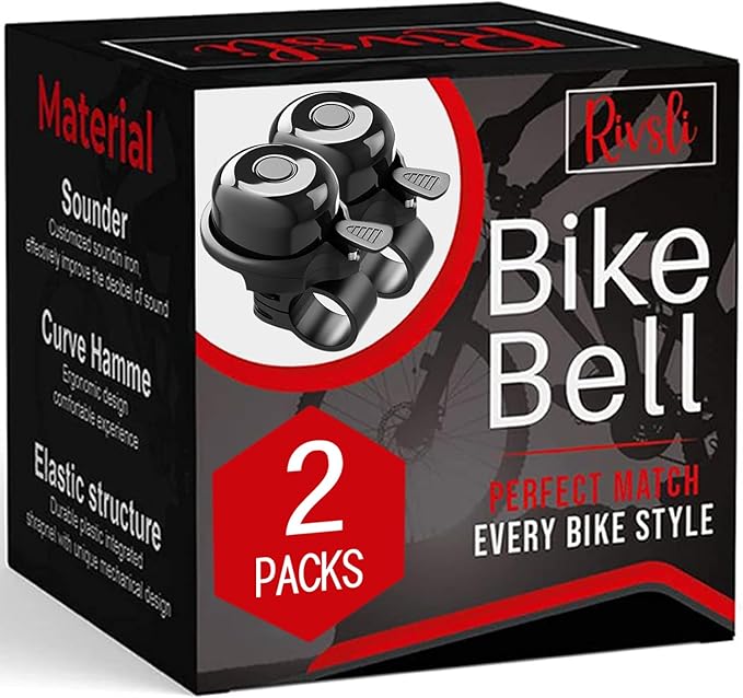 2 Pack Classic Bike Bell, Bicycle Bell Loud Crisp Clear Sound Bicycle Bike Bell City Bike BMX Bike Sports Bike for Adults Kids Right Hand/Left Hand Use