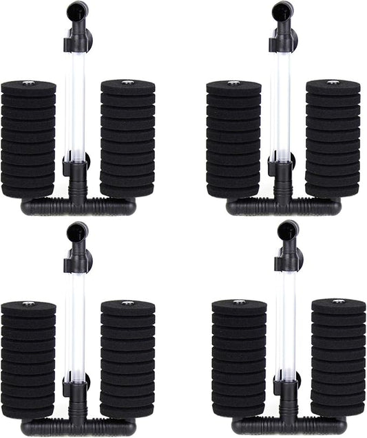 AQUANEAT 4 Pack Double Bio Sponge Filter, for Fry, Betta, Shrimp, Nano, Aquarium Fish Tank (Large up to 55 Gal)